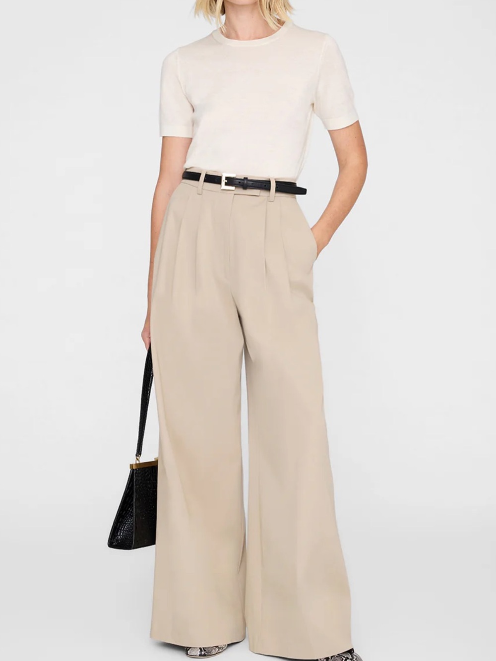 Anine Bing Lou Trouser in Beige
